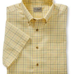 L.L. Bean Plaid Twill Short Sleeve Sport Shirt